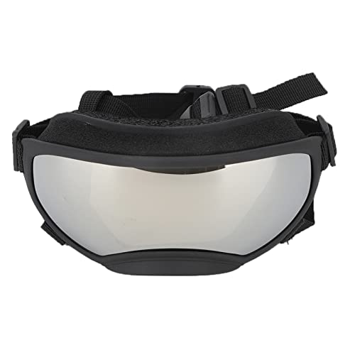 RiToEasysports Hundebrille, UV-Schutz, Verstellbar, Große Hundesonnenbrille, Winddichte Haustier-Sonnenbrille, Hundebrille für Mittelgroße oder Große Hunde (Silber) von RiToEasysports