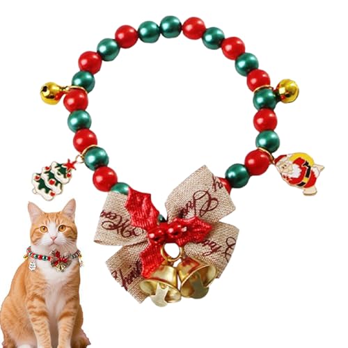 Riaisttd Christmas Cat Halsband - Weiblich Welpen Halskette,Halsband mit Schleife Glocke und Santa Weihnachtsbaum Schneeflocken Elch Anhänger Festtag Zubehör für Kleine Hunde Mädchen Junge Riaisttd Christmas Cat Halsband - Weiblich Welpen Halskette,Halsband mit Schleife Glocke und Santa Weihnachtsbaum Schneeflocken Elch Anhänger Festtag Zubehör für Kleine Hunde Mädchen Junge von Riaisttd