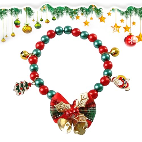 Riaisttd Christmas Cat Halsband | Weiblich Welpen Halskette | Halsband mit Schleife Glocke und Santa Weihnachtsbaum Schneeflocken Elch Anhänger Festtag Zubehör für Kleine Hunde Mädchen Junge Riaisttd Christmas Cat Halsband | Weiblich Welpen Halskette | Halsband mit Schleife Glocke und Santa Weihnachtsbaum Schneeflocken Elch Anhänger Festtag Zubehör für Kleine Hunde Mädchen Junge von Riaisttd