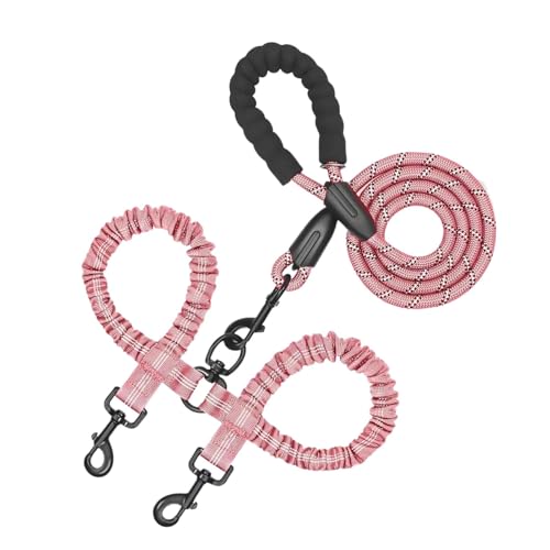 Riaisttd Hundetrainingsseil – Doppelter Welpen-Laufgürtel | Verstellbare Hundeleine Welpe Haustier Trainingsseil Stoßdämpfendes Bungee für zwei Katzen von Riaisttd