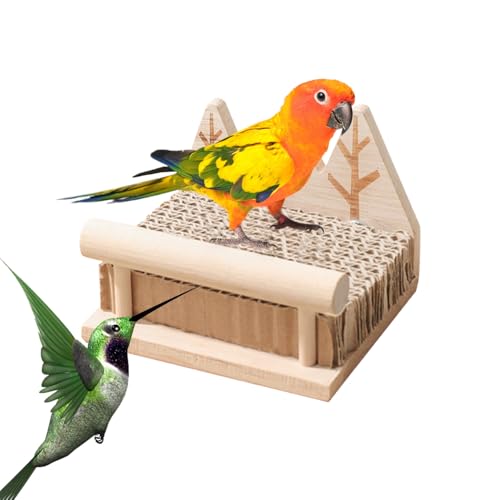 Vogelspielzeug, hölzerner Vogelstange für Käfig, Kautabstand mit zerkleinertem Accessoires, Trainingsvorräte für das Spielen im Freien im Freien, Haustier - -Unterhaltung 3.82x3.43x2,95 Zoll von Riaisttd