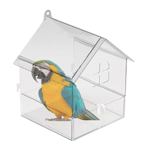 Vogeltränkenkäfig, Duschbox, Acryl-Badewanne mit Schublade, 14 x 14 x 18 cm, große Wanne, leicht zu reinigendes Design, Käfigzubehör für Nymphensittiche und kleine Vögel von Riaisttd