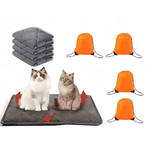 Riakrum Selbstheizendes Katzenbett, ultrawarme thermische Haustiermatte, Heizung, Katzenbettunterlage mit abnehmbarem Bezug, rutschfeste Unterseite, waschbar, für Haustiere im Freien und drinnen von Riakrum