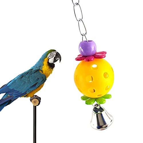 Aufgehängter Vogelball mit Glocke - String Parrot Swing Bell Ball Birds Toy,Interaktives hängendes Zubehör für Nymphensittichkäfige, Vogelball für kleine, mittelgroße Vögel Rianpesn von Rianpesn