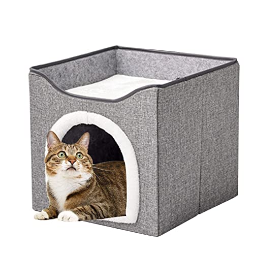 Katzenbett für Hauskatzen | Faltbare Katzenhöhle mit rutschfestem Boden,Pet Supply Katzenhaus Bett für kleine Hunde Pomeranian Shiba Inu, Bulldogge Rianpesn von Rianpesn