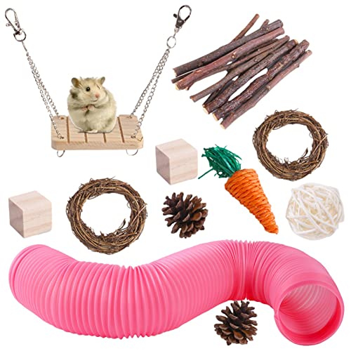 Rianpesn Hamster Kauspielzeug - Natürliches Hölzernes Kaninchen-Kauspielzeug,Meerschweinchen Spielzeug Hamster Zubehör Kausnac für Kaninchen Häschen Chinchilla Hamster Versteck Tunnel Timothy Rianpesn Hamster Kauspielzeug - Natürliches Hölzernes Kaninchen-Kauspielzeug,Meerschweinchen Spielzeug Hamster Zubehör Kausnac für Kaninchen Häschen Chinchilla Hamster Versteck Tunnel Timothy von Rianpesn