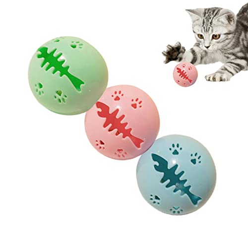 Rianpesn Katzenspielzeugball mit Glocke - Katzenspielzeug Jingle Balls Katze Bell Ball | 3 Stück Katzenspielzeug, glänzende Jingle-Bälle für den Boden, Zuhause, Sofa, Auto von Rianpesn