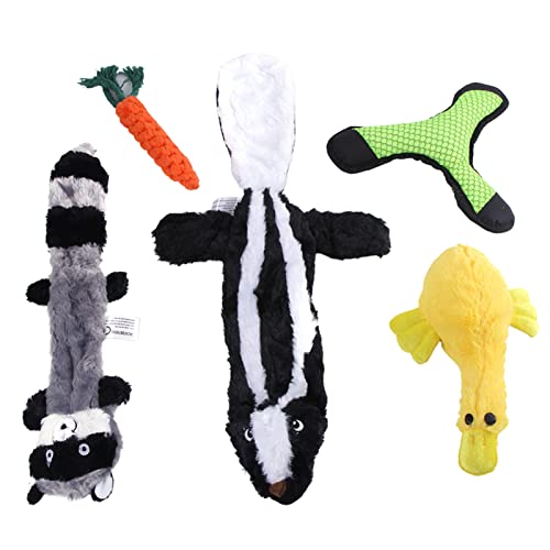 Rianpesn Quietschendes Hundespielzeug, 5 Stück Zahnungsspielzeug für Welpen, Haustier-Plüschtiere für kleine und mittlere Rassen, zum Spielen im Innenbereich, unterstützt aktives Beißen Rianpesn Quietschendes Hundespielzeug, 5 Stück Zahnungsspielzeug für Welpen, Haustier-Plüschtiere für kleine und mittlere Rassen, zum Spielen im Innenbereich, unterstützt aktives Beißen von Rianpesn