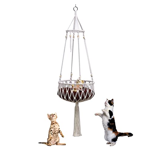 Rianpesn Wandmontiertes Katzen-Hängemattenbett | Boho Katzenschaukel mit natürlichem Baumwollseilmaterial | Katzenschaukel-Hängematten für drinnen und draußen, Katze, Kätzchen, Schlafen, Klettern Rianpesn Wandmontiertes Katzen-Hängemattenbett | Boho Katzenschaukel mit natürlichem Baumwollseilmaterial | Katzenschaukel-Hängematten für drinnen und draußen, Katze, Kätzchen, Schlafen, Klettern von Rianpesn