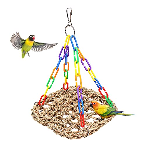Vogel-Seegras-Schaukel | Haustier-Vogel-Spielzeug,Natürliche Inhaltsstoffe Hängemattenschaukel mit Kette und Fester Schnalle zum Klettern von Nymphensittichen Rianpesn Vogel-Seegras-Schaukel | Haustier-Vogel-Spielzeug,Natürliche Inhaltsstoffe Hängemattenschaukel mit Kette und Fester Schnalle zum Klettern von Nymphensittichen Rianpesn von Rianpesn