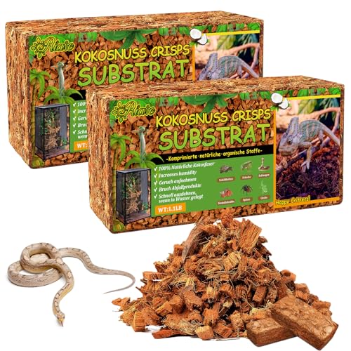Riare 2 Pack Natürliche Kokoserde Substrat für Reptilien Humus Bodenstreu für Schildkröten für Pflanzen Landschildkröten Skorpion Spinnen Schlange -2 x 650g(2 Pack) von Riare