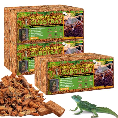 Riare 6 Pack Natürliche Kokoserde Soil Terrarienmoos Ziegel für Reptilien aus gepressten Fasern der Kokosnussschale for Matrix Schlange Schildkröte (6 Pack) von Riare