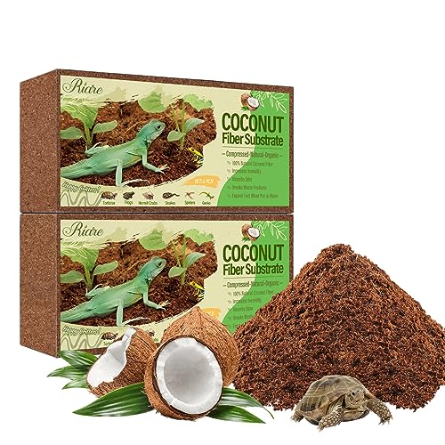 Riare Coconut Fiber Substrate for Reptile Natural Coco Substrate Premium Compressed Coconut Husk Terrarium Bedding for Reptile, Tortoise, Frogs, Snakes Hermit Crabs, Burrowing Animals (1) von Riare