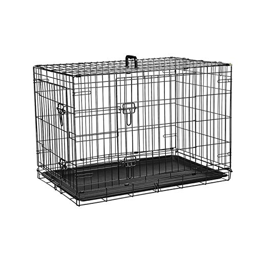 Ribelli Hundetransportbox – pulverbeschichtet und zusammenklappbar – Hundekäfig aus Metall in 2 Größen – Tierkäfig mit 2 Türen und Tragegriffen – belastbar bis 43 kg (XL 91x64x58 cm) von Ribelli