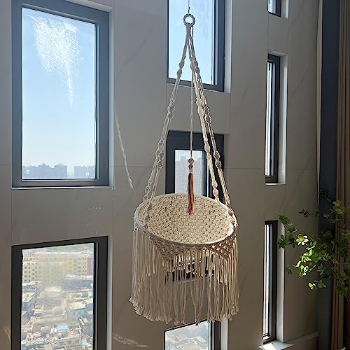 Ricemru Katzen Hängematte Bett Outdoor Balkon Makramee Katzenschaukel Hängend mit Korb Wand Handgewebte Katzenhängematte Wandmontage Makramee Katzen Schaukel Hängematte Katzensitz Katzenbett Ricemru Katzen Hängematte Bett Outdoor Balkon Makramee Katzenschaukel Hängend mit Korb Wand Handgewebte Katzenhängematte Wandmontage Makramee Katzen Schaukel Hängematte Katzensitz Katzenbett von Ricemru