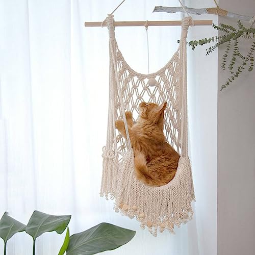 Ricemru Makramee Katzenschaukel Hängematte Handmade Hängende Wand Makramee Katzenhängematte Katzen Schaukelbett Katzenbett Schaukel Wandhängend Katzen Hängematte Inner und Outdoor Balkongeländer Ricemru Makramee Katzenschaukel Hängematte Handmade Hängende Wand Makramee Katzenhängematte Katzen Schaukelbett Katzenbett Schaukel Wandhängend Katzen Hängematte Inner und Outdoor Balkongeländer von Ricemru