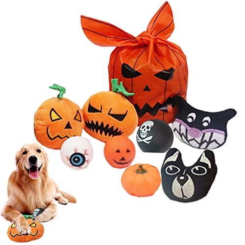 2 Pcs Halloween-Spielzeug für Haustiere | 8 teile/satz Lustige Kürbis Geister Hund Augapfel Spinne Hundespielzeug - Quietschendes Plüschtier für Hunde, langlebiges interaktives Hundespielzeug Richolyn von Richolyn