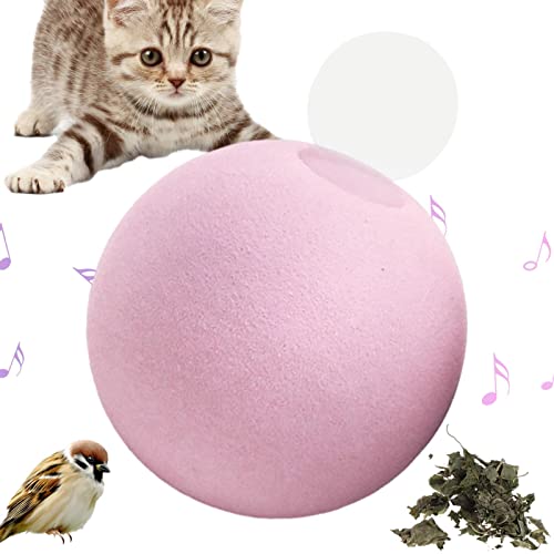 Richolyn Interaktiver Katzenspielzeugball, Zwitscherndes Katzenspielzeug mit Tiergeräuschen, Katzenspielzeug Interaktiver Ball mit Vogelfrosch- und Grillengeräuschen für Katzenübungen, 360 Grad von Richolyn