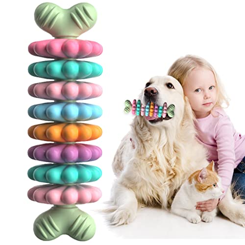Richolyn Kauspielzeug für Hunde - Zahnungs- und beruhigendes Flexibles Kauspielzeug für Welpen | Starkes Knochenspielzeug für mittelgroße Hunde, Interaktives Hundespielzeug zur Linderung von Richolyn