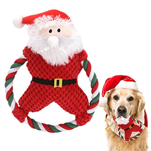 Richolyn Quietschendes Weihnachtshundespielzeug | Niedliche Weihnachtsmann-Plüschtiere mit geräuscherzeugenden Geräten | Weicher Plüsch-Weihnachtsmann-Kauer für die Zahnreinigung von Hunden von Richolyn