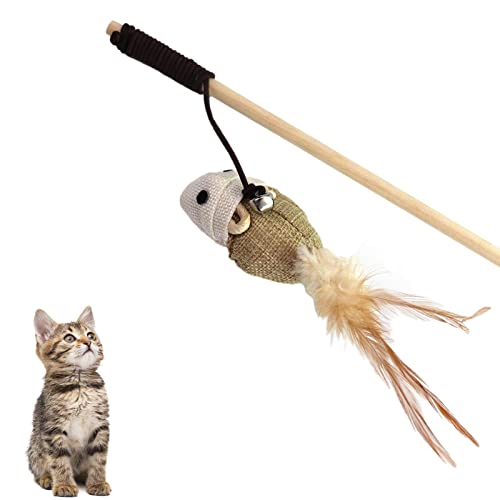 Richolyn Teaser Stick für Katzen - Lustige Haustierspielzeuge mit Glocken - Niedliches Haustierzubehör zum Trainieren, Necken, Fangen, Springen, Beißen, Spielen für Kätzchen, Katzen für von Richolyn