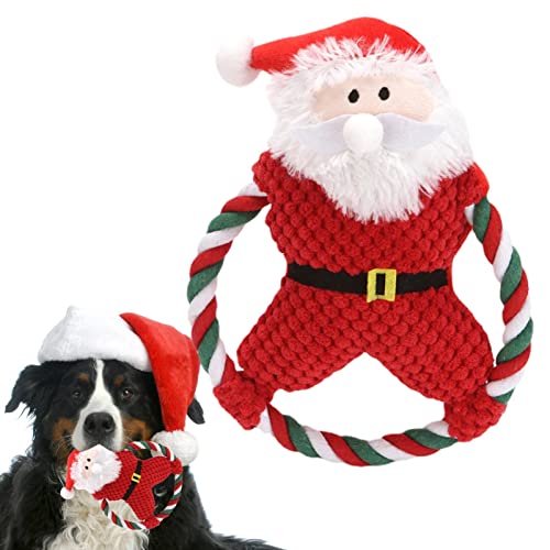 Richolyn Weihnachts-Kauspielzeug für Hunde, interaktives Plüschspielzeug für Welpen mit Weihnachtsmann-Muster, gesundes Kauspielzeug für Haustiere, für den Innenbereich, von Richolyn