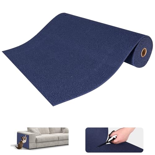 Kratzmatte Katze Selbstklebend, Kratzschutz Katze Sofa, Kratzteppich für Katze, Katzenkratzmatte für Sofa, Möbel, Tür, Wand, L 2m x B 40cm (Dunkelblau) von Ricyea