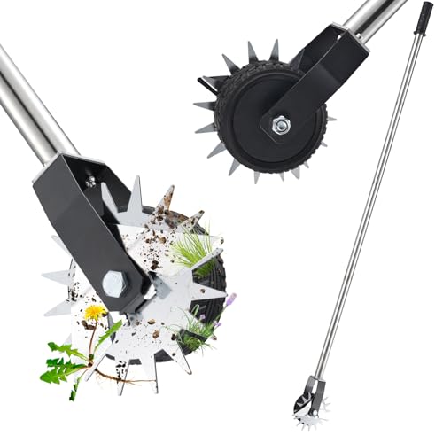 Ricyea Rasenkantenschneider mit Stiel, Kantenschneider Rasen Kantenmesser mit Rolle, Einstellbarer Edelstahlgriff, 2025 PRO Gartenzubehör zum Abstechen von Rasenkanten von Ricyea