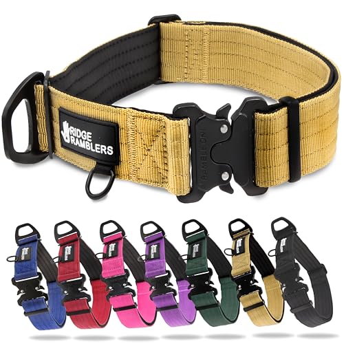 Ridge Ramblers Hochwertiges, strapazierfähiges Hundehalsband mit Schnellverschluss-Metallschnalle, 3,8 cm breit, taktisches Hundehalsband in Militärqualität, mit dickem, weichem Neopren-Futter und Ridge Ramblers Hochwertiges, strapazierfähiges Hundehalsband mit Schnellverschluss-Metallschnalle, 3,8 cm breit, taktisches Hundehalsband in Militärqualität, mit dickem, weichem Neopren-Futter und von Ridge Ramblers