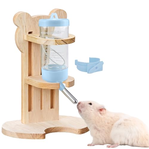Rierousy Hamster Trinkflasche mit Ständer, Einstellbar Meerschweinchen Trinkflasche Ständer mit Basis, Nager Trinkflasche 80ml für Hamster und Andere Kleintiere von Rierousy