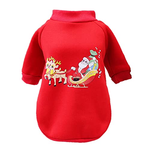 Haustier-Fleece-Weihnachtskleidung für Haustiere, Feiern Sie Ihre Katze warm mit Haustierkleidung (Rot, XXL) von Rifuli