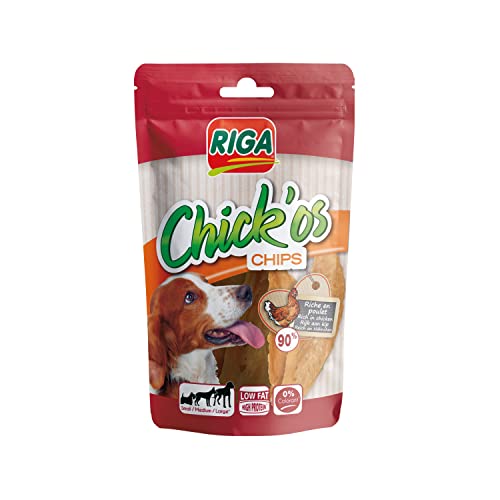 RIGA - Chick'Os Chips – Leckereien für Hunde – Chips 90 % Huhn – reich an Protein – niedriger Fettgehalt – ohne Farbstoffe oder Zusatzstoffe – ideale natürliche Belohnung – 60 g RIGA - Chick'Os Chips – Leckereien für Hunde – Chips 90 % Huhn – reich an Protein – niedriger Fettgehalt – ohne Farbstoffe oder Zusatzstoffe – ideale natürliche Belohnung – 60 g von Riga