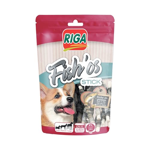RIGA - Fish'Os Stick – Leckerli für Hunde – Fisch-Stick – reich an Protein – niedriger Fettgehalt – ohne Farbstoffe oder Zusatzstoffe – natürliche Belohnung ideal – 70 g von Riga