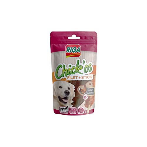 Riga - Chick'Os Filet + Stick - Proteinreiche Hundeleckerlis - Sticks zum Kauen für gesunde Zähne - 75g Packung mit 4 Sticks von Riga