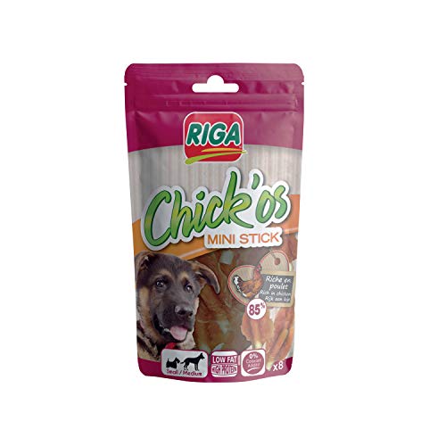 Riga - Chick'Os Filet + Mini Stick - Hundesnack Reich an Hähnchenfilet und Proteinen - Kausticks für die Zahnpflege - 65g Packung mit 8 Sticks von Riga
