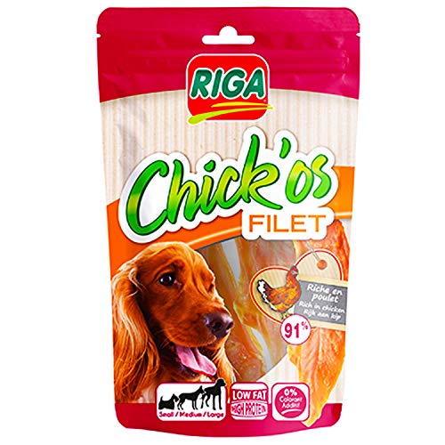Riga - Chick'Os Filet - Leckerbissen für Hunde Reich an Hühnerfleisch und Proteinen - Fettarm - ohne Farb- und Zusatzstoffe - Packung mit 100g von Riga