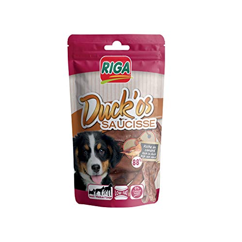 Riga Duck'Os Sausage Hundeleckerli mit Ente — proteinreicher Leckerbissen — keine Farb- oder Zusatzstoffe — 90 g Riga Duck'Os Sausage Hundeleckerli mit Ente — proteinreicher Leckerbissen — keine Farb- oder Zusatzstoffe — 90 g von Riga