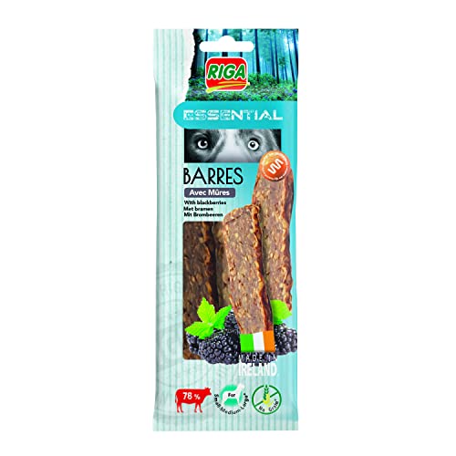 Riga - Essential, Rindfleisch-Riegel mit Brombeere - Leckerbissen für Hunde, Reich an Proteinen - 2er-Pack Riga - Essential, Rindfleisch-Riegel mit Brombeere - Leckerbissen für Hunde, Reich an Proteinen - 2er-Pack von Riga