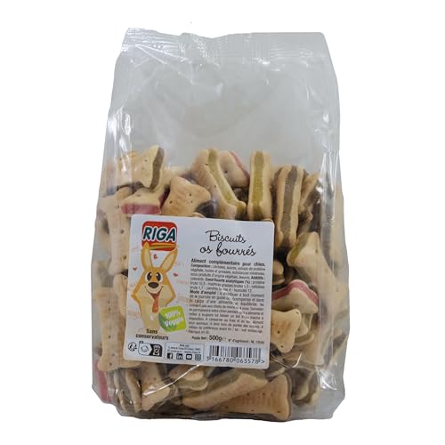 Riga - Gemüsekekse mit Knochen gefüllt – Leckerli für Hunde – knusprige und leckere Kekse – Vegetarische Kekse – fettarm – 500 g von Riga