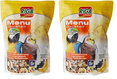 Riga - Menu Cocktail - Leckerbissen für Großsittiche & Papageien - Körnermischung, Reich an Früchten - Vitaminquelle - Energiereiches & Ausgewogenes Futter - Doypack 500g (Packung mit 2) von Riga
