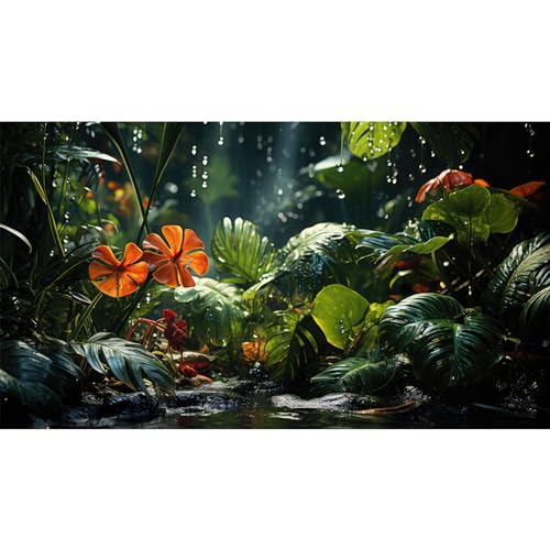 Aquarium-Hintergrund, grünes Blatt und Palmen, Nahaufnahme, Terrarium-Hintergrund, tropisches Blatt, Naturlandschaft, Aquarium-Hintergrund, Reptilien-Lebensraum, Hintergrund, Tank, Tapete, Poster, von Riivvdise