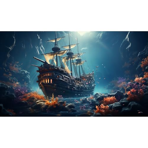Aquarium-Hintergrund mit versunkenem Schiff, Piraten-Schiffswrack, Hintergrund für tropische Korallenriffe, Meeresboden, Landschaft, Terrarium, Hintergrund, tropisches Meer, Meeresleben Aquarium-Hintergrund mit versunkenem Schiff, Piraten-Schiffswrack, Hintergrund für tropische Korallenriffe, Meeresboden, Landschaft, Terrarium, Hintergrund, tropisches Meer, Meeresleben von Riivvdise