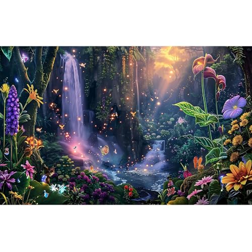 Fantasy Garden Aquarium-Hintergrund, Wasserfall, tropischer Wald, Terrarium, üppiges Moos, Regenwald, Blumen, Sonnenlicht, Schmetterling, Aquarium, Tapete, Poster, Vinyl, 91,4 x 61 cm Fantasy Garden Aquarium-Hintergrund, Wasserfall, tropischer Wald, Terrarium, üppiges Moos, Regenwald, Blumen, Sonnenlicht, Schmetterling, Aquarium, Tapete, Poster, Vinyl, 91,4 x 61 cm von Riivvdise