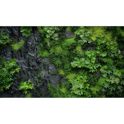 Felswand-Textur, Aquarium-Hintergrund, grünes Moos auf schwarzer Felswand, Aquarium-Hintergrund, Natur, grünes Moos, Farn, Reptilien-Tank-Hintergrund, Felsstruktur, Reptilien-Lebensraum von Riivvdise