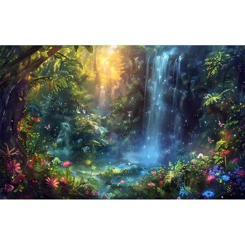 Hintergrund für Aquarium, Motiv: Fantasie, Waldlandschaft, Wasserfall, Dschungel, Regenwald, Terrarium, tropische Blumen, Pflanzen, Aquarium-Hintergrund, bunte Blumen, Pilz, Aquarium-Hintergrund, Hintergrund für Aquarium, Motiv: Fantasie, Waldlandschaft, Wasserfall, Dschungel, Regenwald, Terrarium, tropische Blumen, Pflanzen, Aquarium-Hintergrund, bunte Blumen, Pilz, Aquarium-Hintergrund, von Riivvdise