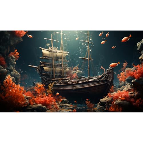 Hintergrund für Aquarium, Piratenschiff, Unterwasser-Hintergrund, versunkenes Schiff, Landschaft, tropisches Meer, Meeresleben, Aquarium-Hintergrund, 122 x 61 cm Hintergrund für Aquarium, Piratenschiff, Unterwasser-Hintergrund, versunkenes Schiff, Landschaft, tropisches Meer, Meeresleben, Aquarium-Hintergrund, 122 x 61 cm von Riivvdise