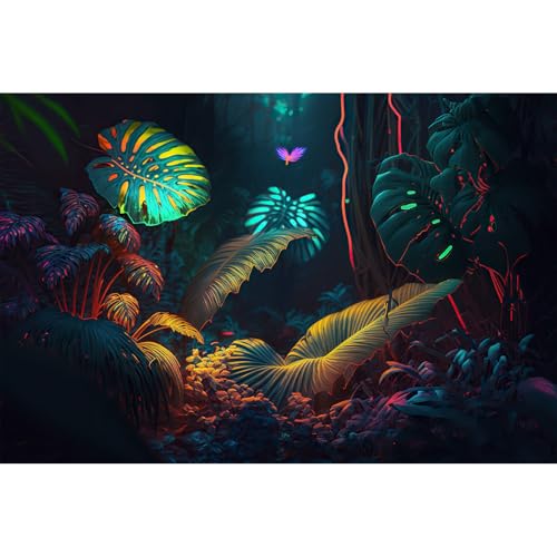 Hintergrund für Dschungel-Aquarium, Neonfarben, Regenwald, Pflanzen, Blätter, Terrarium, abstrakte Neonfarben auf Blättern, Aquarium-Hintergrund, Dschungel-Stil, Reptilien-Lebensraum, Poster, Vinyl, Hintergrund für Dschungel-Aquarium, Neonfarben, Regenwald, Pflanzen, Blätter, Terrarium, abstrakte Neonfarben auf Blättern, Aquarium-Hintergrund, Dschungel-Stil, Reptilien-Lebensraum, Poster, Vinyl, von Riivvdise