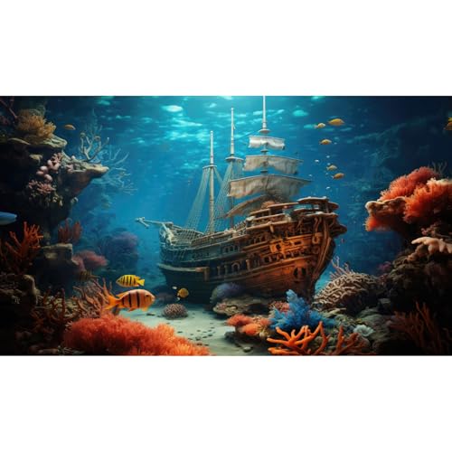 Hintergrund für versunkenes Piratenschiff, Aquarium, Hintergrund unter dem Meer, Piratenschiff, Schiffswrack, Unterwasser, Meeresboden, Korallenriff, Terrarium, Hintergründe, tropisches Meer von Riivvdise