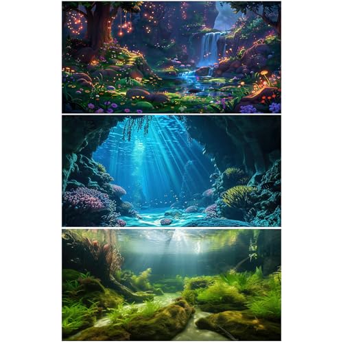Riivvdise Aquarium-Hintergrund, 3 Stück, Unterwasser-Hintergrund, Sonnenlichtstrahlen, Tiefseeterrarium, Fantasie, Wald, Pilz, Wasserfall, Aquarium-Hintergrund, 91,4 x 45,7 cm Riivvdise Aquarium-Hintergrund, 3 Stück, Unterwasser-Hintergrund, Sonnenlichtstrahlen, Tiefseeterrarium, Fantasie, Wald, Pilz, Wasserfall, Aquarium-Hintergrund, 91,4 x 45,7 cm von Riivvdise