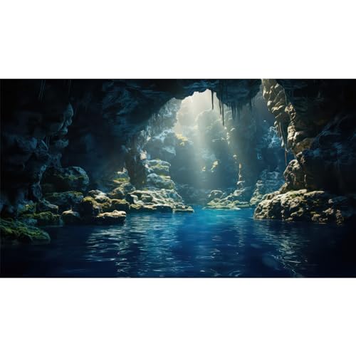 Riivvdise Aquarium-Hintergrund, Unterwasserhöhle mit blauem Wasser und Sonnenstrahlen, Terrarium-Hintergrund, Fantasiefelsen, Moos, Sonnenstrahlen, Aquarium-Hintergrund, Höhle, Landschaft, Aquarium, Riivvdise Aquarium-Hintergrund, Unterwasserhöhle mit blauem Wasser und Sonnenstrahlen, Terrarium-Hintergrund, Fantasiefelsen, Moos, Sonnenstrahlen, Aquarium-Hintergrund, Höhle, Landschaft, Aquarium, von Riivvdise